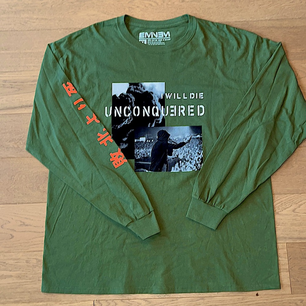 Eminem’s Unconquered Green longsleeve tee - 2018 Kamikaze capsule.